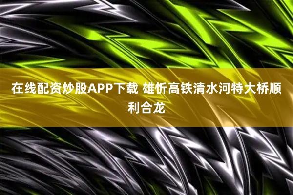 在线配资炒股APP下载 雄忻高铁清水河特大桥顺利合龙